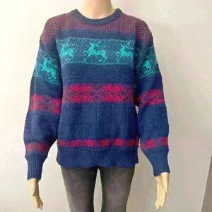 Vintage  Oversized Multicolored Crew Neck Sweater/jumper.